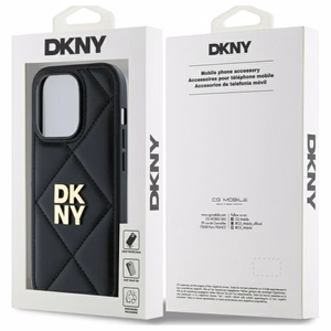 DKNY Quilted Stack Logo iPhone 14 Pro Ümbris - Must
