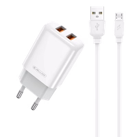 JELLICO seinalaadija EU02 2.4A 12W 2xUSB + kaabel Micro Valge