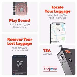 KEYSMART SmartLock; TSA одобренный Find My замок, черный