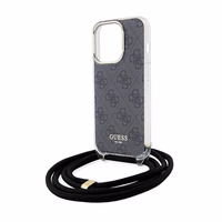 Guess Crossbody Cord 4G Print ümbris jaoks iPhone 15 Pro Max - must