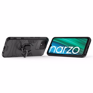 Ring Armor kõva hübriidkate + magnetiline hoidja Realme Narzo 50A must
