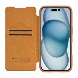 Etui Nillkin Qin Prop Nahk iPhone 16 (brązowy)