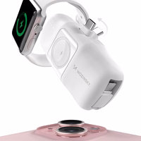 Wozinsky WF16-YCS 5000mAh 15W USB-C mini-toiteallikas sisseehitatud USB-C kaabliga ja Apple Watchi laadijaga - valge