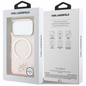 Karl Lagerfeld IML KL Script Logo MagSafe Ümbris for iPhone 17 Pro - roosa