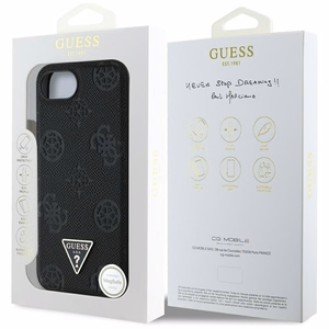 GUESS ümbris jaoks IPHONE 16e (SE 4 2025) compatible with MagSafe GUHMPSE4PGBTMK (Grained PU Hot Stamp Peony Triangle Logo) must