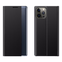 Sleep Case raamaturiiuli tüüpi ümbris nutika aknaga iPhone 13 Pro Max jaoks must