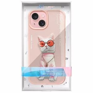 NIMMY case GLASSES COOL CAT jaoks IPHONE 15 roosa