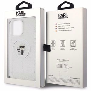 Karl Lagerfeld KLHMP14XHGKCNOT Karl & Choupette Glitter ümbris seadmele iPhone 14 Pro Max 6.7", MagSafe'iga, läbipaistev