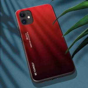 Gradient Glass Durable Cover with Tempered Glass Back iPhone 12 mini black-red