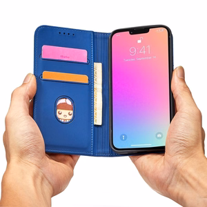 Magnetkaardi ümbris iPhone 14 Pro Max flip cover rahakoti statiiv sinine