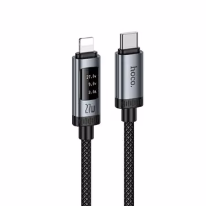 Data Kaabel with digital display USB C to Lightning Hoco PD 27W 1,2 m U148 must