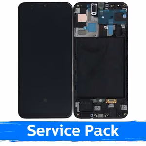 LCD Ekraan Ühildub Samsung A505 A50 Must Koos Frame (Service Pack)