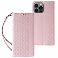 Magnet rihmaga ümbris iPhone 14 Pro Max Flip Wallet Mini Lanyard Stand Pink