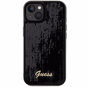 Guess Sequin Script Metal чехол для iPhone 14 / 15 / 13 - чёрный