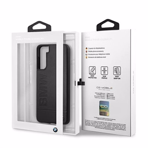 BMW Signature Logo Imprint ümbris Samsung Galaxy S21+ jaoks - must