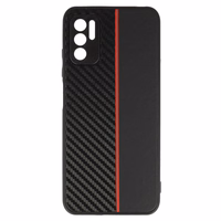 Tel Protect CARBON Ümbris jaoks Xiaomi Redmi Note 10 5G Must with punane stripe