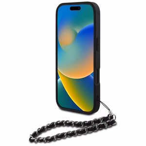Karl Lagerfeld Saffiano Crystals с цепочкой чехол для iPhone 16 Pro Max - черный