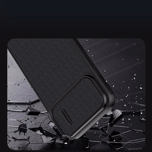 Nillkin Textured S ümbris iPhone 14-le, soomustatud kate koos kaamerakattega, must