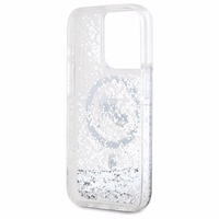 Karl Lagerfeld Liquid Glitter Karl & Choupette Head Magsafe Ümbris jaoks iPhone 15 Pro Max - Clear