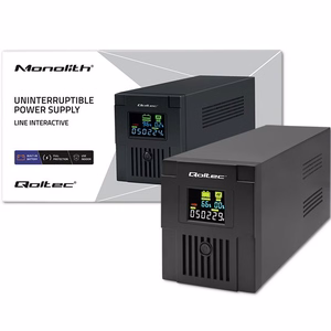 Qoltec 53770 katkematu toiteallikas (UPS) Line-Interactive 1.5 kVA 900 W 2 AC pistikupesa