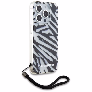 Чехол Karl Lagerfeld IML Zebra Pattern & Cord для iPhone 15 Pro Max - чёрный