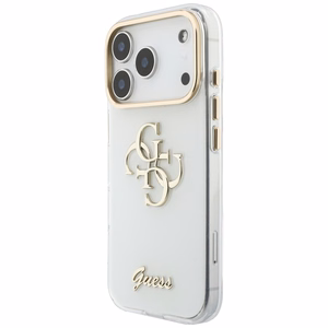 Guess IML 4G Script Metal ümbris iPhone 18 Pro / 17 Pro jaoks, valge