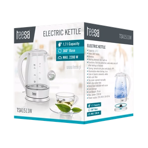 TEESA elektriline klaasveekeetja, 2200 W, valge, 1,7 l