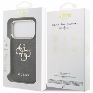 Guess PU Leather 4G Metal Logo Gold Frame ümbris Apple iPhone 18 Pro telefonile, must