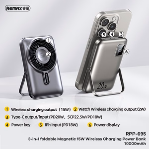 REMAX 3w1 akupank 10000mAh 15W RPP-695 kokkupandava alusega, hall