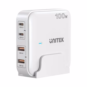 GaN võrgulaadija - Unitek P1229AWH01-EU | 100W 2x USB-C 2x USB-A