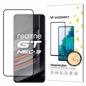 Wozinsky Super Tough Full Glue raamiga karastatud täisekraaniklaas Realme GT Neo 3-le, sobib ümbrisega, must