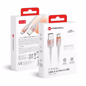 Kaabel USB A to Micro USB Forcell F-Energy QC3.0 2,4A 18W Gradient 1 m C351 valge