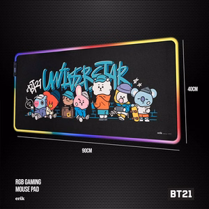 BT21 XXL mängulauamatt LED-valgustusega, 90 × 40 cm