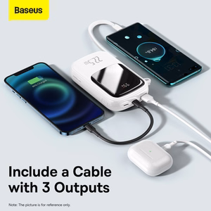 Baseus внешний аккумулятор 20000mAh Qpow Pro - USB + Type C - PD 22,5W с кабелем Type C (PPQD060302) белый