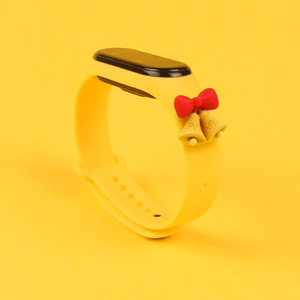 Rihm Xmas Xiaomi Mi Band 5 / 6 jõuludeks Silikoonist käepael koos kelladega - kollane