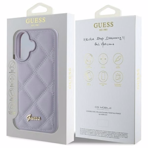 Guess Quilted Metal Logo ümbris jaoks iPhone 16 - light lilla