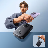 Joyroom JR-PBF18 22.5W 10000mAh Powerbank koos sisseehitatud Lightning kaabliga + USB-C kaabel 0.25 cm - Must