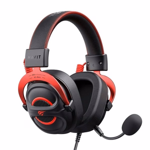 Havit H2002E Pro kõrvaklapid juhtmega peavõruga mängu mustad, punased