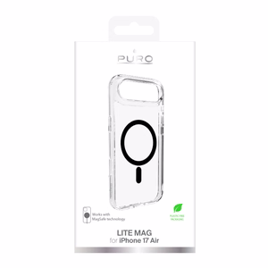 Puro Lite Mag TPU+PC Ümbris Compatible with MagSafe jaoks iPhone 17 Air - Läbipaistev with Must Ring