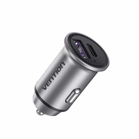 Vention Two-Port USB A+A(30+30) Car Charger hall Mini Style Aluminium Alloy Type