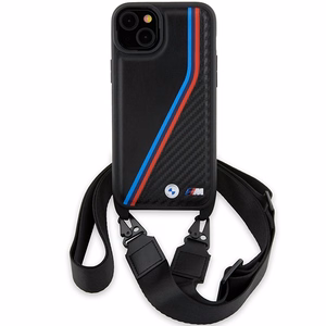BMW M Edition Carbon Tricolor Lines & Strap ümbris jaoks iPhone 15 Plus / 14 Plus - must