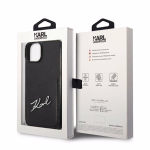 Karl Lagerfeld Signature Logo Cardslot ümbris jaoks iPhone 14 Plus - must