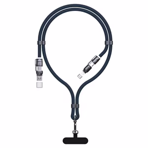 Dudao L20Max 65W 4-in-1 sinine kaabel rihmaga USB-C kuni USB-C Lightning ja USB-A adapteritega
