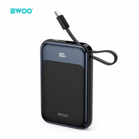 BWOO PD 20W 10000 mAh Akupank With Usb-c Kaabel and Ekraan P80 kuldne