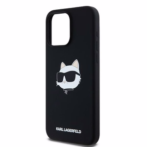 Силиконовый чехол Karl Lagerfeld Choupette Head MagSafe для iPhone 15 Pro Max - чёрный