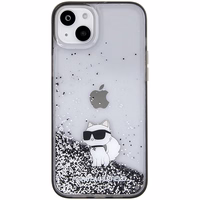 Karl Lagerfeld Liquid Glitter Choupette ümbris jaoks iPhone 15 Plus - läbipaistev