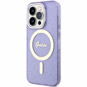 Guess GUHMP14XHCMCGU iPhone 14 Pro Max 6.7" lilla/lilla hardcase Glitter kuldne MagSafe