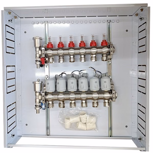 Heating Manifold 6 Loops koos Thermal Actuators NC AC230V ja Flow Meters