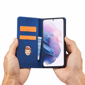 Magnetkaardi ümbris Samsung Galaxy S22 + (S22 Plus) Kott rahakott kaardihoidja sinine