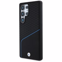 BMW Leather Textured and Smooth MagSafe ümbris jaoks Samsung Galaxy S25 Ultra - must